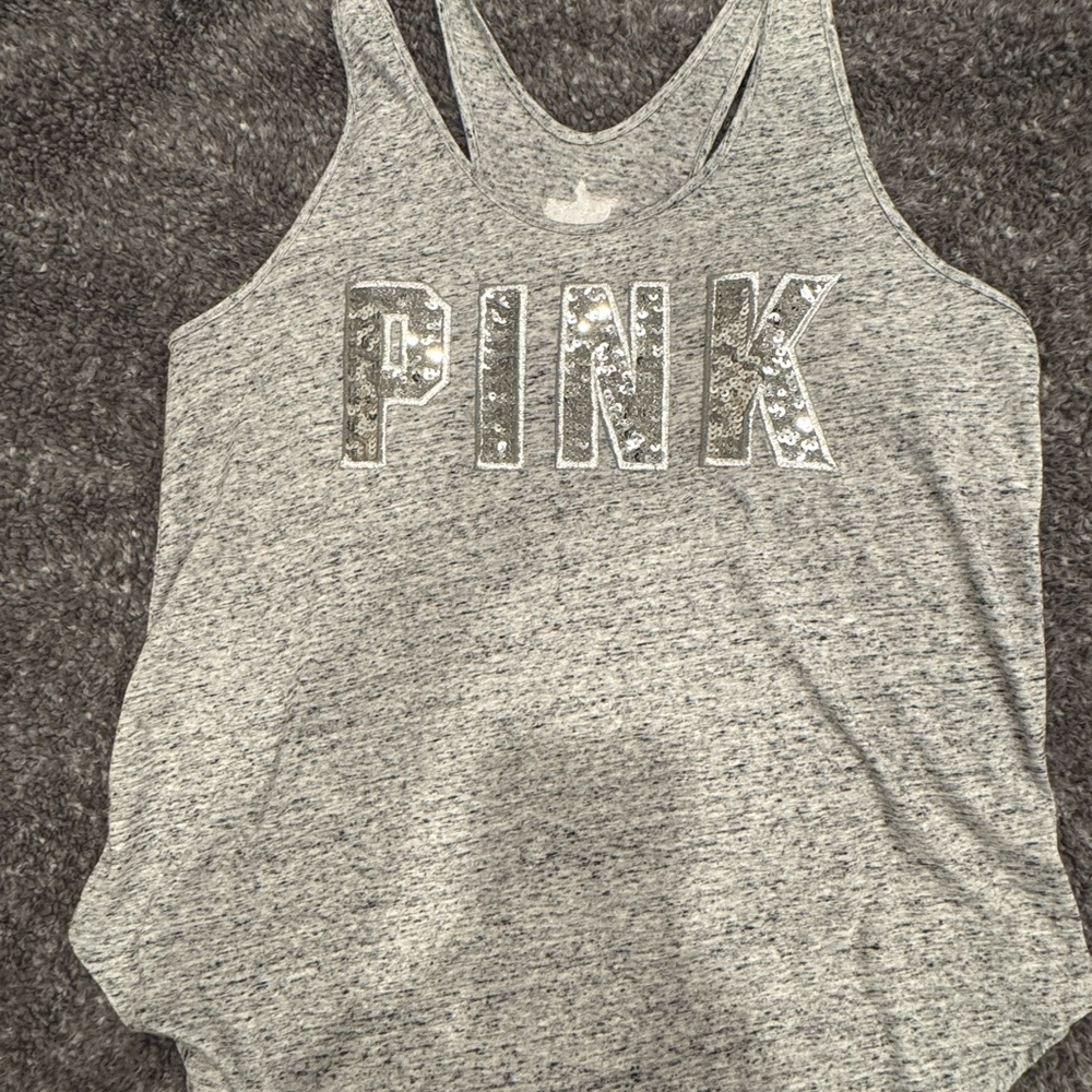 PINK Victoria's Secret Gray Sleeveless Tank Top